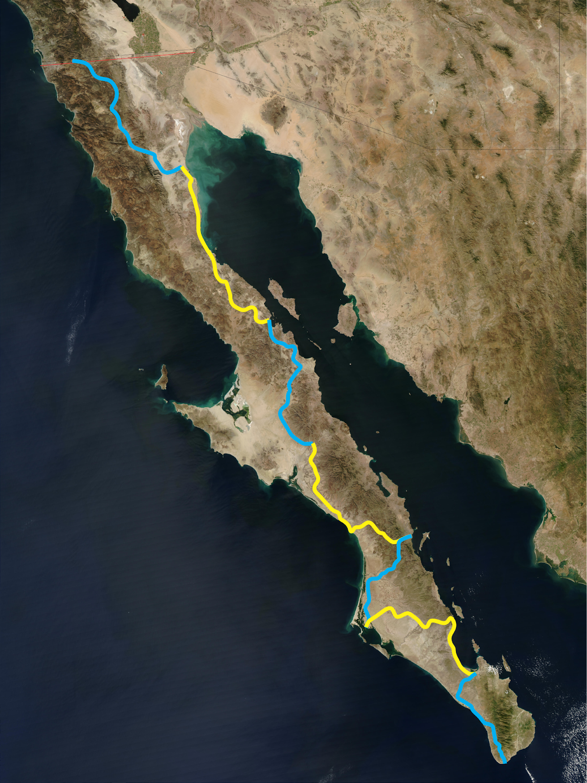 Baja, Mexico route map